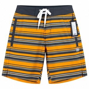 Rhone Point Break Board Shorts 38 Gold Gray Striped NWT 7" Inseam Swim Trunks 40